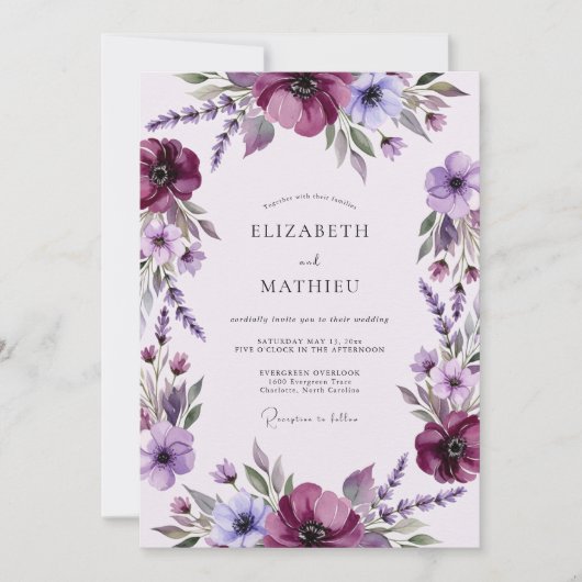 Invitation Plum Magnificent Spring Wedding (Devant)