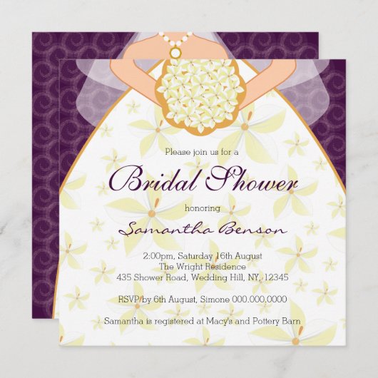 Invitation Plum Mariage Robe personnalisée Douche nuptiale In (Devant / Derrière)