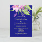 Invitation Plum marine aquarelle été mariage floral (Debout devant)