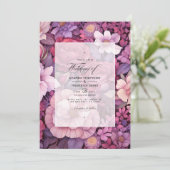 Invitation Plum, Mauve et Rose or Mariage Floral (Debout devant)