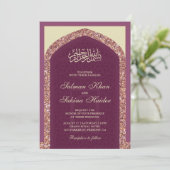 Invitation Plum Mauve Rose Parties scintillant d'or Mihrab Ma (Debout devant)