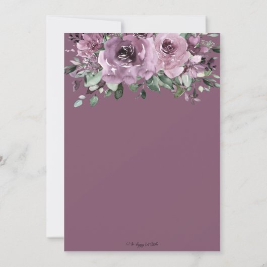 Invitation Plum mauve rustique violet Mariage de verdure fleu (Dos)