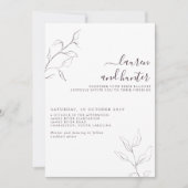 Invitation Plum moderne violet floral Mariage de script (Devant)