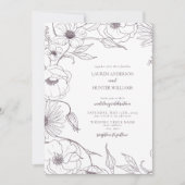 Invitation Plum moderne violet ligne Art Mariage Floral (Devant)