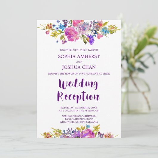 Invitation Plum Monogramme Arrière Réception de mariage (Debout devant)