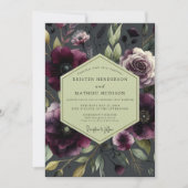 Invitation Plum Moody Bloom Wedding (Devant)