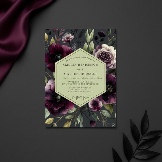 Invitation Plum Moody Bloom Wedding