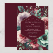 Invitation Plum Moody Bloom Wedding (Devant / Derrière)