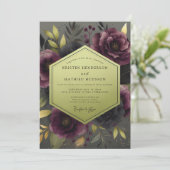 Invitation Plum Moody Botanical Wedding (Debout devant)