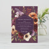 Invitation Plum Moody Botanical Wedding (Debout devant)