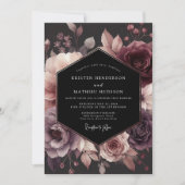 Invitation Plum Moody Floral Bloom Wedding (Devant)
