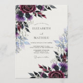 Invitation Plum Moody Thistle Winter Wedding (Devant)