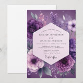 Invitation Plum Mystical Bloom Wedding (Devant / Derrière)