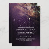 Invitation Plum Night Gold Tir Star Rehearsal Dîner (Devant / Derrière)