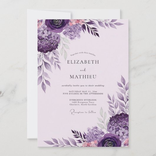Invitation Plum Noble Spring Wedding (Devant)