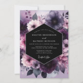 Invitation Plum Nocturnal Bloom Wedding (Devant)