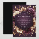 Invitation Plum Nocturne Floral Romance Wedding (Devant / Derrière)