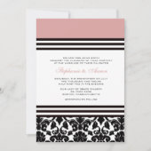 Invitation Plum noir et blanc Mariage damassé (Devant)