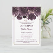 Invitation Plum or blanc rose aquarelle nuptiale douche chic (Debout devant)