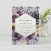 Invitation Plum Painterly Bloom Wedding (Debout devant)
