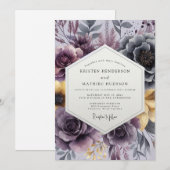 Invitation Plum Painterly Bloom Wedding (Devant / Derrière)