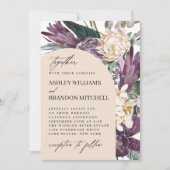 Invitation Plum pourpre Boho Mariage floral tropical (Devant)