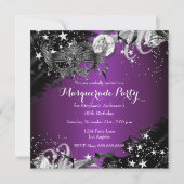 Invitation Plum pourpre Étincelle Magique Nuit Mascarade (Devant)