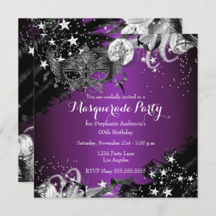 Invitation Plum pourpre Étincelle Magique Nuit Mascarade