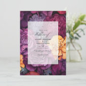 Invitation Plum profond avec Mariage floral Marigold (Debout devant)