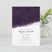 Invitation Plum Purple Aquarelle & Or Moderne Chic Sweet 16 (Debout devant)