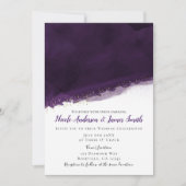 Invitation Plum Purple Aquarelle & Or Moderne Mariage chic (Devant)