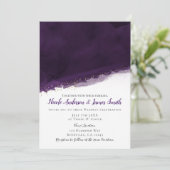 Invitation Plum Purple Aquarelle & Or Moderne Mariage chic (Debout devant)