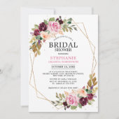 Invitation Plum Purple Blush rose Fête des mariées florale (Devant)