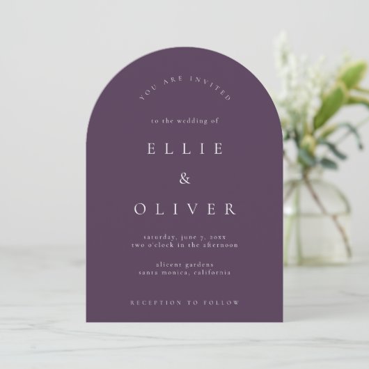 Invitation Plum Purple Boho Arch I Mariage moderne (Debout devant)