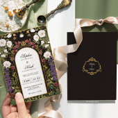 Invitation Plum Purple Bourgogne Floral Mariage gothique