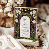 Invitation Plum Purple Bourgogne Floral Mariage gothique