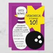 Invitation Plum Purple Bowling Bash Bowling (Devant / Derrière)