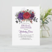 Invitation Plum Purple et Bourgogne Fête des mariées d'automn (Debout devant)