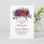 Invitation Plum Purple et Bourgogne Floral (Debout devant)
