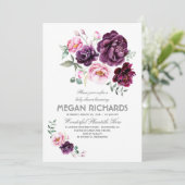 Invitation Plum Purple Floral Aquarelle Boho Baby shower (Debout devant)
