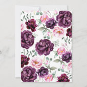 Invitation Plum Purple Floral Aquarelle Boho Baby shower (Dos)