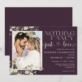 Invitation Plum Purple Floral Décontracté Mariage Just Love (Devant / Derrière)