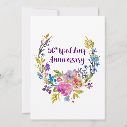 Invitation Plum Purple Garden 50e fête Mariage Anniversaire (Dos)