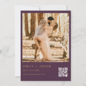 Invitation Plum Purple Gold Mariage QR Code Script photo (Dos)