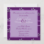 Invitation Plum Purple Island Flowers & Rhinestones Mariage (Dos)