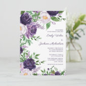 Invitation Plum Purple Lavande Aquarelle Mariage Floral (Debout devant)