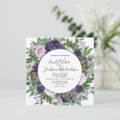 Invitation Plum Purple Lavande Floral Mariage (Debout devant)