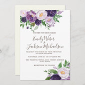 Invitation Plum Purple Lavande Mariage de verdure (Devant / Derrière)