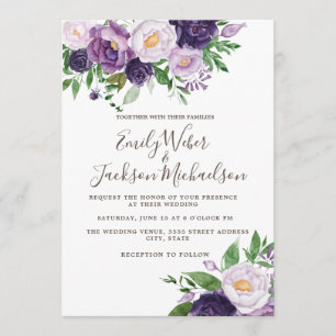 Invitation Plum Purple Lavande Mariage de verdure