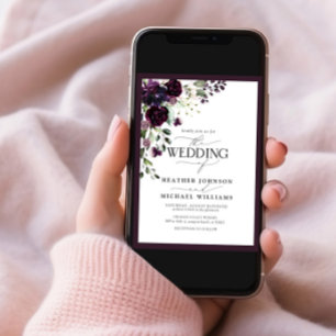 Invitation Plum Purple Lavande Mauve Floral Aquarelle Photo